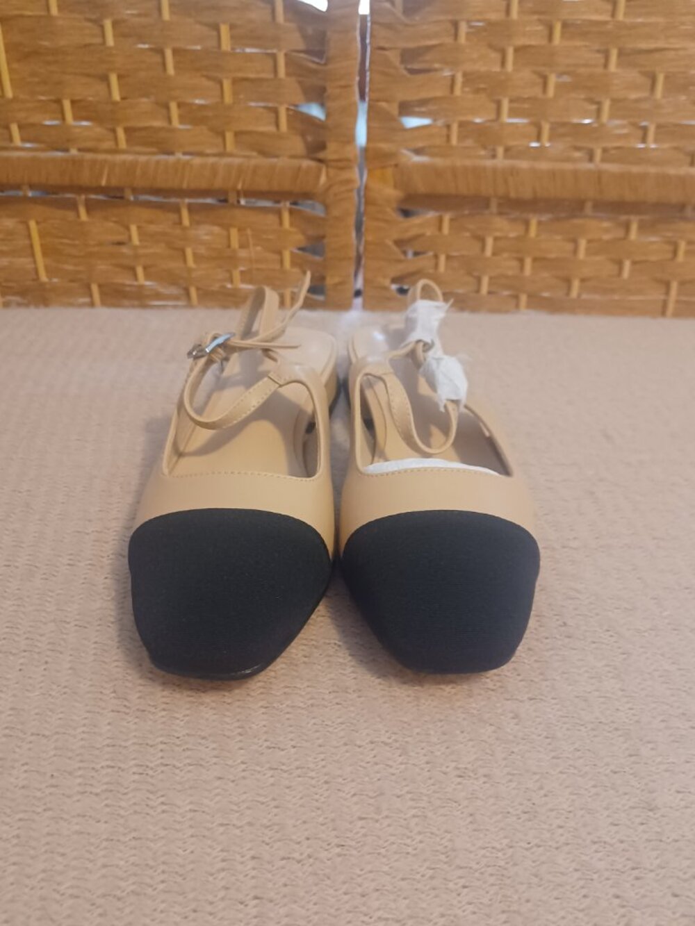 Tan and Black Flats, Size 6